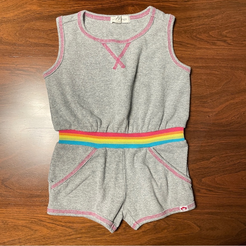 Appaman Kids size 2T Gray Romper, rainbow trim
